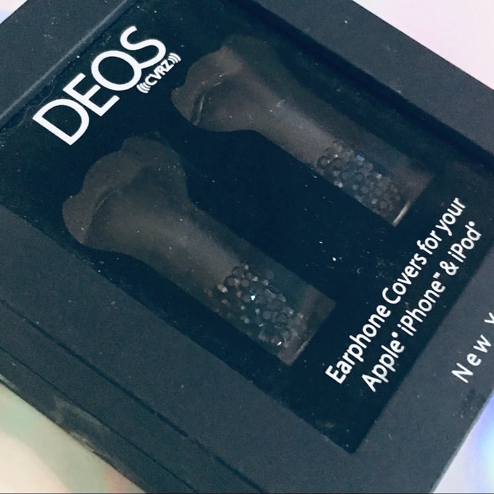 Earphone covers for iPhone or iPod black crystal